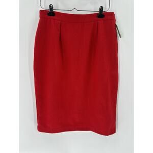Vintage SK & Company Skirt Womens 14 Red Wool Blend Knee Length Pleated Zip Up